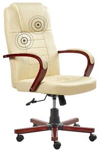 Kontorsstol med massage + värmefunktion läder beige DIAMOND Beliani