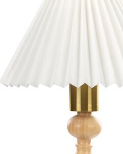 Bordslampa Ljus Ek Trä Bomull Vit Skärm 38 cm Nattduksbord Ljus Belysning Retro Elegant Beliani