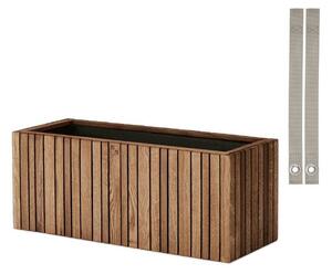 SQUARELY CPH - GrowWIDE & HoldON - Växtlåda - Dark Oak - Light Grey Nylon - W60 x H24 x D22 cm (Straps 38 cm)