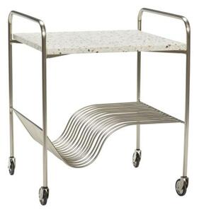 Hübsch - Wave Trolley - Rullbord - Nikkel, Hvid - 50x49xh51cm