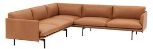 Muuto - Outline Sofa / Corner - Soffa för 3 personer - Cognac Refine Leather - W: 255 x D: 255 x H: 71 x SH: 40 cm