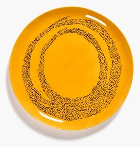 Serax - Plate Feast - Tallrikar - Yellow Dots Black L - Ø26.5 x H2 cm