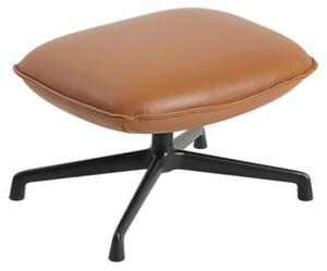 Muuto - Doze Ottoman / Swivel Base - Ottoman - Refine Leather Cognac/Anthracite Black - H40 x W64 x D52 x SH40 cm