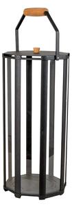 Cane-line - Lightlux Lanterne m/Teak - Lykta - Lava Grey, Aluminium - Stor - H52 x D25 cm