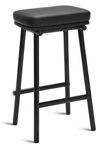 PLEASE WAIT to be SEATED - Tubby Tube Counter Stool / By Faye Toogood - Barstol - Savanne Leather Black / Black - W40 x D34 x H68 cm