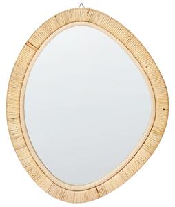 Vägghängd spegel Naturlig heminredning Oregelbunden form Rottingram 50 x 60 cm Boho Design Vardagsrum Möbler Sovrum Beliani