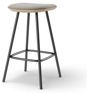 Brdr. Krüger - Pauline barstool 65 cm with black metal frame - Oak Clear Wax Oiled - Barstol - Hallingdal, Grå Tekstil - 0130 - H65 cm L36 cm B36 cm