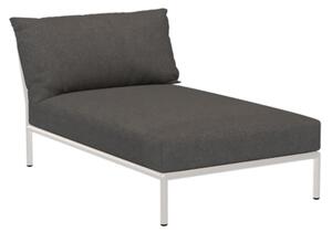 HOUE - LEVEL 2 / Chaiselong - Trädgårdssoffa - Dark Grey/Muted White - L139 x W81 x H68,5 x SH38 cm