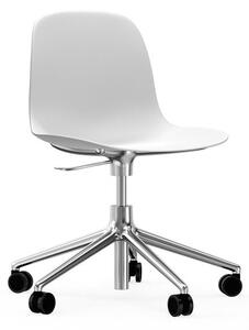 Normann Copenhagen - Form Chair Swivel 5W Gas Lift Alu - Kontorsstol - Aluminium / White - H73/86 x L72,5 x SH37/50 cm