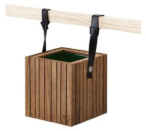SQUARELY CPH - GrowON & HoldON - Växtlåda - Dark Oak - Black Leather - W22 x H24 x D22 cm (Straps 48 cm)