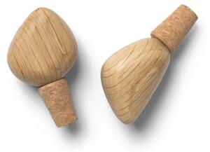 Ferm Living - Cairn Wine Stoppers - Set Of 2 - Vintillbehör - Set of 2 - Oak - W6.8 x D9.3 x H9.6 cm