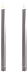 Uyuni - LED Taper Candle - Stearinljus - Grey/Smooth - 2,3x25 cm - 2,3 x 25 cm