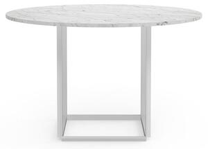 New Works - Florence Dining Table Ø120 - Matbord - White Carrera Marble w. White Frame - H: 74 x Ø: 120 cm