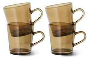 HKLiving - 70's Glassware - Coffee Cups (Set Of 4) - Kopp - Mud Brown - D11 x H8,3 cm (200 ml)