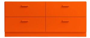 String Furniture - Relief Chest Of Drawers - Low - Byrå - Orange - Plinth - W123 x H46,6 x W41 cm