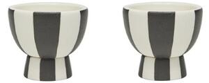OYOY LIVING - Toppu Egg Cup - Pack Of 2 - Äggkoppar - 101 White / Black - Ø5 x H4,5 cm