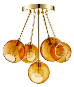 Design By Us - Ballroom Molecule Lamp - Hängande lampa - Amber Orange/Gold - H66 x W68 cm