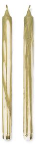 Ferm Living - Dryp Candles - Set of 2 - Stearinljus - Olive - Ø: 2.2 x H: 30 cm