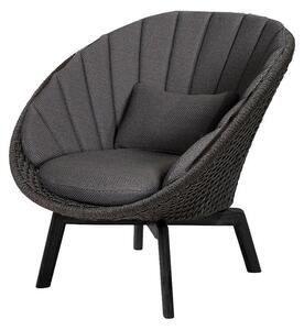 Cane-line - Peacock lounge chair OUTDOOR - Aluminium - Lounge stol - Frame: Cane-line Soft rope - Aluminium, Black / Cushion: Dark, Grey, Cane-line Focus - W91 x D93 x H87 x SH34 cm
