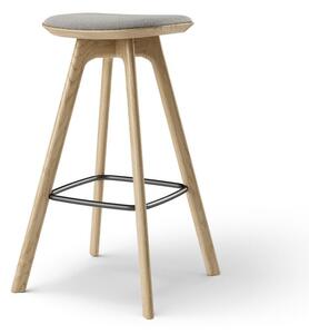 Brdr. Krüger - Pauline Barstool 75 cm - Oak Clear Wax Oiled - Barstol - Hallingdal, Grå Tekstil - 0113 - H75 cm L36 cm B36 cm