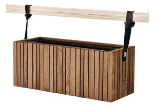 SQUARELY CPH - GrowWIDE & HoldON - Växtlåda - Dark Oak - Black Leather - W60 x H24 x D22 cm (Straps 38 cm)