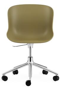 Normann Copenhagen - Hyg Chair Swivel 5W Gaslift - Kontorsstol - Seat: Olive / Base: Aluminum - L: 72,5 x D: 72,5 x H: 78/92 x SH: 38/52 cm