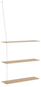 Woud - Stedge shelf anniversary - Hylla - Hvidpigmenteret lakeret eg, solid brass - L80 x B22 H120 cm