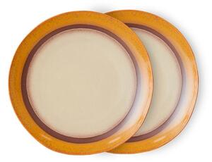 HKLiving - 70s Dinner Plates (Set Of 2) - Tallrikar - Coconut - 29 x 29 x 2 cm