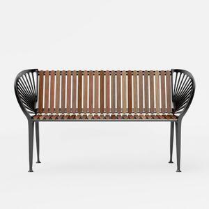 WOLFF NORDIC - ND100 City bench by Nanna Ditzel - Trädgårdsbänk - Cast iron, Oiled mahogany - W180xH75xD70 cm