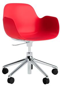Normann Copenhagen - Form Armchair Swivel 5W Gas Lift Alu - Kontorsstol - Aluminium / Bright Red - H73/86 x L72,5 x SH37/50 cm