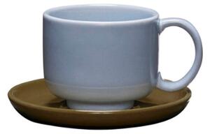 Hübsch - Amare Cup/Bottom - Underfat - Light Blue/Olive - Ø9 x H6 / Ø13 x H3 cm