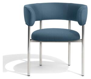 Møbel Copenhagen - Font Dining Armchair - Matstol - Petrol Blue Vidar 733 - Polished Steel Frame - W: 66 x D: 55 x H: 73 x SH: 45 cm
