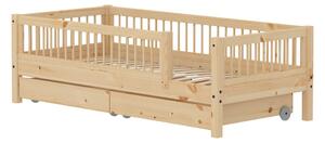 Flexa - CLASSIC RAW Daybed With Bars And Storage - Barnsäng - Raw - H66.5 x W100 x L210 CM