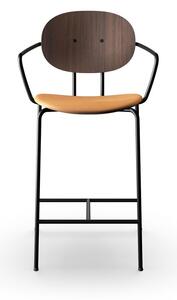 Sibast Furniture - Piet Hein Bar Armchair | Seat Upholstery - Barstol - Lacquered Walnut & Cognac Dunes Leather / Black - W49 x H98 x SH65 cm