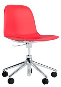 Normann Copenhagen - Form Chair Swivel 5W Gas Lift Alu - Kontorsstol - Aluminium / Bright Red - H73/86 x L72,5 x SH37/50 cm