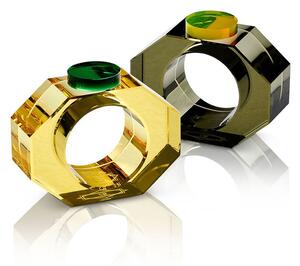 Reflections Copenhagen - Shelby napkin rings, set of 2 - Servettring - Yellow/Green & Grey/Neon Yellow - L: 6.5 x H: 5.3 x D: 2.5 Hole: 3.5 cm