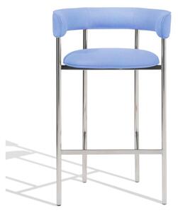 Møbel Copenhagen - Font Bar Armstool - Barstol - Lavender Blue Divina 676 - Polished Steel Frame - W: 60 x D: 46,5 x H: 97 x SH: 75 cm
