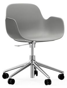 Normann Copenhagen - Form Armchair Swivel 5W Gas Lift Alu - Kontorsstol - Aluminium / Grey - H73/86 x L72,5 x SH37/50 cm