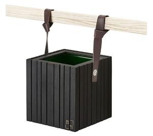 SQUARELY CPH - GrowON & HoldON - Växtlåda - Black Ash - Cognac Leather - W22 x H24 x D22 cm (Straps 48 cm)
