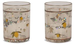 Konges Sløjd - 2 Pack Glitter Cups - Barnens pokal - Lemon - Ø6,5 x H9 cm (180 ml)