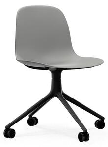 Normann Copenhagen - Form Chair Swivel 4W Alu - Kontorsstol - Grey / Black Aluminum - H79 x W52 x D52 x SH44 cm
