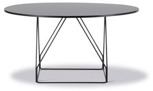Fredericia Furniture - JG Table 6568 by Jørgen Gammelgaard - Matbord - Black Linoleum w/Black Oak / Black Powder Coated Steel - Ø140 x H72 cm
