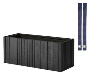 SQUARELY CPH - GrowWIDE & HoldON - Växtlåda - Black Ash - Blue Nylon - W60 x H24 x D22 cm (Straps 38 cm)