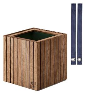 SQUARELY CPH - GrowON & HoldON - Växtlåda - Dark Oak - Blue Nylon - W22 x H24 x D22 cm (Straps 48 cm)