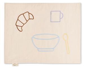 Jou Quilts - Jou Embroidery Place Mats - Bordstablett - Breakfast - Creme, brown, purple, blue - 45x34 cm