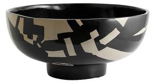Nordal - Lipsi Deco Bowl - Dekorativ skål - Black/Beige - H16 x Ø36 cm