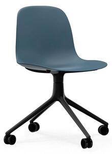 Normann Copenhagen - Form Chair Swivel 4W Alu - Kontorsstol - Blue / Black Aluminum - H79 x W52 x D52 x SH44 cm