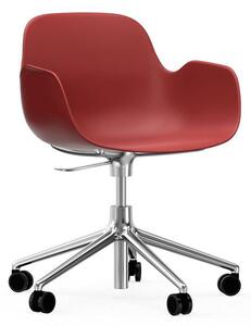 Normann Copenhagen - Form Armchair Swivel 5W Gas Lift Alu - Kontorsstol - Aluminium / Red - H73/86 x L72,5 x SH37/50 cm