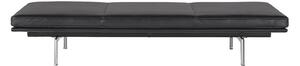 Muuto - Outline Daybed - Daybed - Frame: Polished Aluminium / Fabric: Black Refine Leather - L: 200 x D: 82 x H: 40 cm