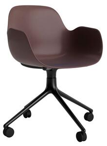 Normann Copenhagen - Form Armchair Swivel 4W Alu - Kontorsstol - Brown / Black Aluminum - H79 x W56 x D52 x SH44 cm